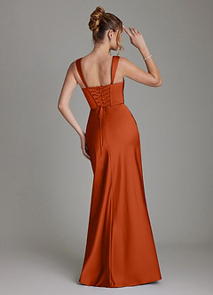 Azazie Agustina Robes de demoiselle d'honneur Robe Sirène en Satin extensible Corset Paprika image2