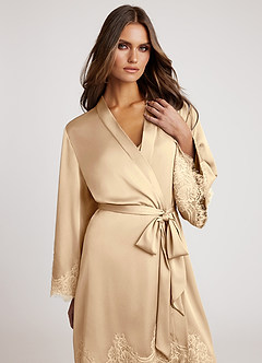 front Batas de satén con encaje exclusivo