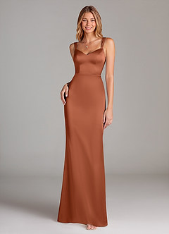 Azazie Denice Bridesmaid Dresses Cedar Rose A-Line Pleated Stretch Satin Dress image3
