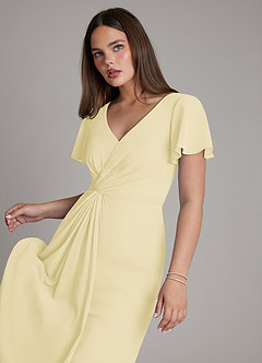 Azazie Kaya Brautjungfernkleider A-Linie Plissee Chiffon Kleid Zitronensorbet image4