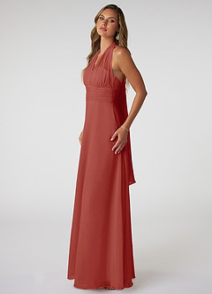 Azazie Fifi Bridesmaid Dresses Terracotta A-Line Strapless Chiffon Convertible Dress image5
