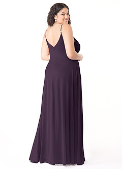 Azazie Evalin Bridesmaid Dresses Plum A-Line V-Neck Pleated Mesh Dress image10