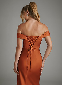 Azazie Hayden Bridesmaid Dresses Cinnamon Mermaid Corset Stretch Satin Dress image7