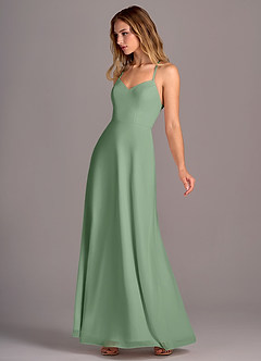 Azazie Mei Bridesmaid Dresses Matcha A-Line Chiffon Dress image4