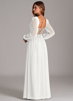 Azazie Maree Brautjungfernkleider A-Linie Korsett Chiffon Kleid Weiß image2