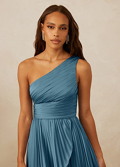 Christian Siriano Bridal for Azazie 1008 Brautjungfernkleider A-Linie One-Shoulder Stretch-Satin Kleid Bermudablau image8