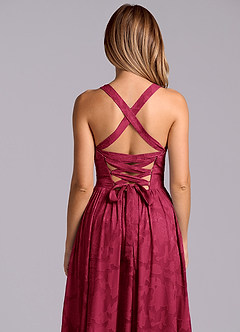 Azazie Francis Jurken voor bruidsmeisjes Jurk van Bloemen Burn-out met A-Lijn Korset Bourgondië image8