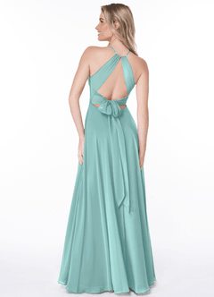 Azazie Evalleen Vestidos de madrinha de casamento Vestir Água de Chiffon de Linha A com Plissado image4