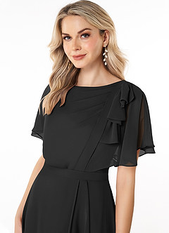 Azazie Aaliyah Modest Bridesmaid Dresses A-Line Scoop Pleated Chiffon Floor-Length Dress image5