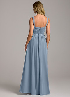 Azazie Rosaline Bridesmaid Dresses Dusty Blue A-Line Side Slit Chiffon Dress image6