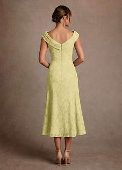 Azazie Keith Mother of the Bride Dresses Lemon Sorbet Sheath Pleated Floral Burnout Dress image2