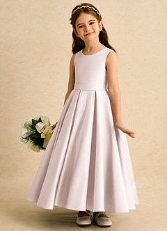 Azazie Mapel Blumenmädchenkleider Ballkleid Plissee Matte Satin Kleid Blassrosa image2