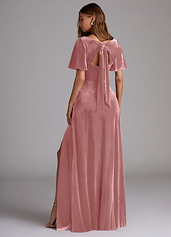 Azazie Kimber Bridesmaid Dresses Dusty Rose A-Line with Pockets Velvet Dress image5