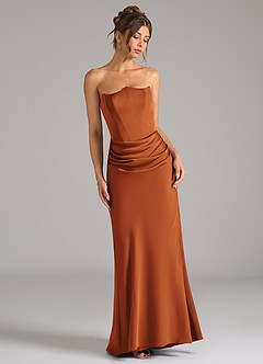 Azazie Debby Bridesmaid Dresses Cinnamon Mermaid Strapless Stretch Satin Convertible Dress image3