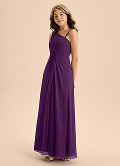 Azazie Brooke Junior Grape A-Line Side Slit Chiffon Dress image6