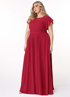Azazie Daphne Modest Bridesmaid Dresses A-Line Ruffled Chiffon Floor-Length Dress image9