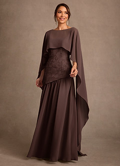 Azazie Flossie Mother of the Bride Dresses Ganache A-Line Pleated Chiffon Dress image3