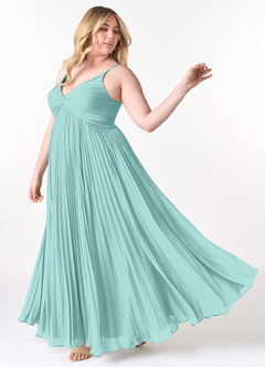 Azazie Raychelle Bridesmaid Dresses Aqua A-Line V-Neck Chiffon Dress image9