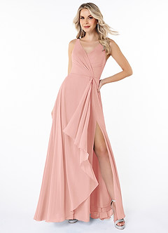 Azazie Calvi Final Sale Rosette A-Line Ruched Chiffon Dress image4