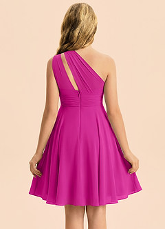 Azazie Charlize Junior Fuchsia A-Line Pleated Chiffon Dress image2