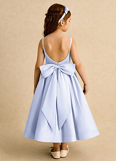 Azazie Babs Flower Girl Dresses Lavender Ball-Gown Pleated Matte Satin Dress image6