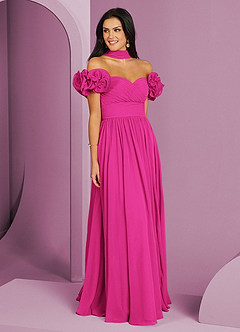 Barbie ♥ Azazie Vestidos de damas de honor Vestido de Barbie Rosa de Gasa de Corte en A Convertible con Vestidos sin tirantes image3