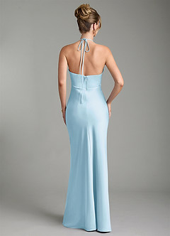 Azazie Camille Bridesmaid Dresses Sky Blue Sheath Side Slit Stretch Satin Dress image5