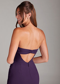 Azazie Leonis Bridesmaid Dresses Plum Sheath Strapless Stretch Crepe Convertible Dress image5
