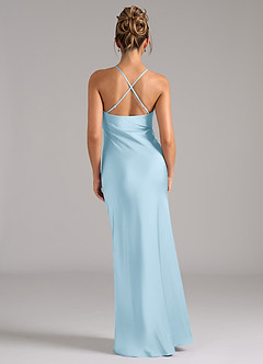 Azazie Tianna Bridesmaid Dresses Sky Blue A-Line Stretch Satin Dress image2