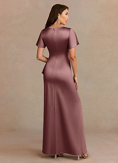 Azazie Robins Mother of the Bride Dresses Vintage Mauve A-Line Pleated Stretch Satin Dress image4