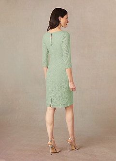 Azazie Lola Mother of the Bride Dresses Dusty Sage Sheath Lace Dress image4