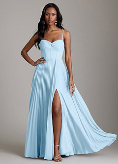 Azazie Akiko Bridesmaid Dresses Sky Blue A-Line Sweetheart Neckline Chiffon Dress image3