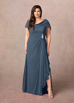 Azazie Mary Mother of the Bride Dresses Neptune A-Line Side Slit Chiffon Dress image6