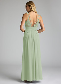 Azazie Maren Allure Bridesmaid Dresses Dusty Sage A-Line V-Neck Lace Chiffon Dress image5