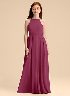 Azazie Arianthe Junior Abito A-Line in Chiffon Plissettato Gelso image4