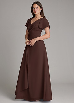 Azazie Kaya Final Sale Ganache A-Line Pleated Chiffon Dress image7