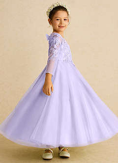 Azazie Precious Blumenmädchenkleider A-Linie Spitze Tüll Kleid Flieder image3