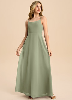 Azazie Shale Junior Pistachio A-Line Bow Chiffon Dress image4