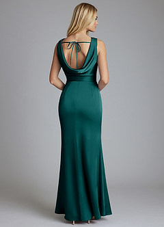 Azazie Tallie Bridesmaid Dresses Peacock Mermaid Pleated Stretch Satin Dress image6
