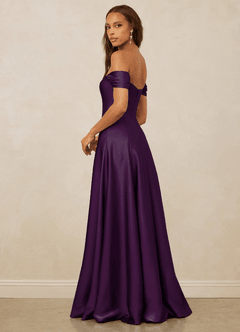 Christian Siriano Bridal for Azazie 1002 Bridesmaid Dresses Grape A-Line Off the Shoulder Stretch Satin Convertible Dress image3