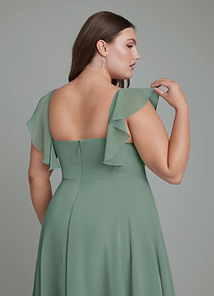 Azazie Leilani Bridesmaid Dresses Eucalyptus A-Line Pleated Chiffon Dress image12
