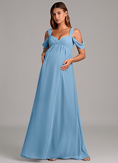 Azazie Rhea Maternity Bridesmaid Dresses A-Line Pleated Chiffon Floor-Length Dress image4