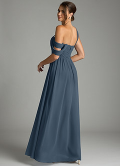 Azazie Kassandra Abiti da Damigella Abito A-Line in Chiffon a Spalla Scoperta Blu Nettuno image6