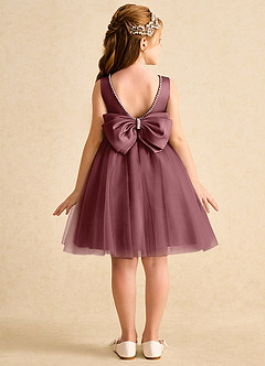 Azazie Jani Flower Girl Dresses Desert Rose A-Line Bow Tulle Dress image1