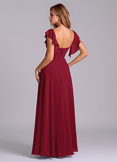 Azazie Leilani Bridesmaid Dresses Burgundy A-Line Pleated Chiffon Dress image6