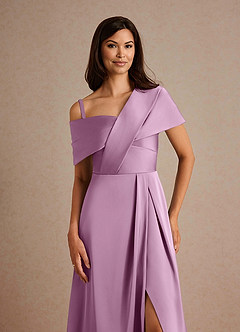 Azazie Milton Mother of the Bride Dresses Wisteria A-Line Pleated Stretch Satin Dress image3