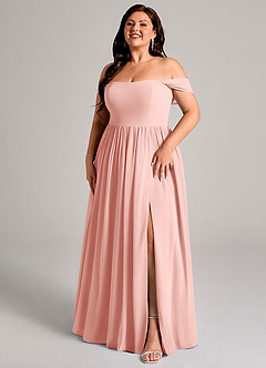 Azazie Calianna Bridesmaid Dresses Rosette A-Line Off the Shoulder Chiffon Convertible Dress image12