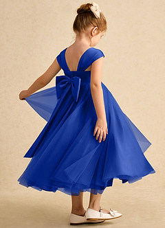 Azazie Chickadee vestidos de niña de las flores Vestido de Azul Real de Satin Mate de Princesa con Escote de Corazón image1