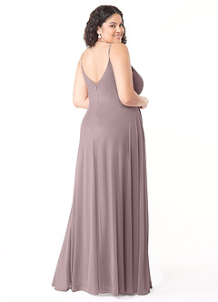Azazie Evalin Robes de demoiselle d'honneur Robe Trapèze en Maille Col V plissé Crépuscule image10