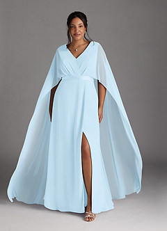 Azazie Isa Mother of the Bride Dresses Sky Blue A-Line V-Neck Pleated Chiffon Dress image7